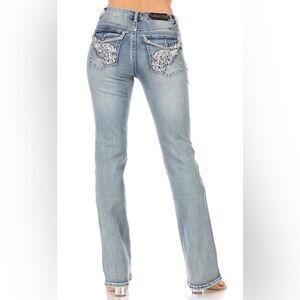 Rhinestone Angel Wing Bootcut Jeans